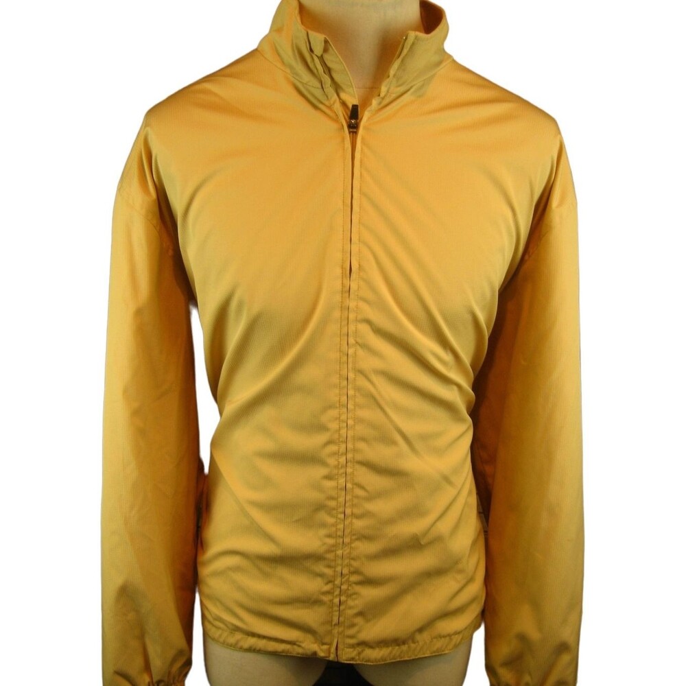 Mens Page & Tuttle Yellow Poly/Nylon Golf Rain Parka Jacket  sz XL